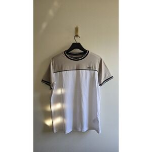 DKNY Men's Colorblock T Shirt Size M White Tan Short Sleeve Logo Tee